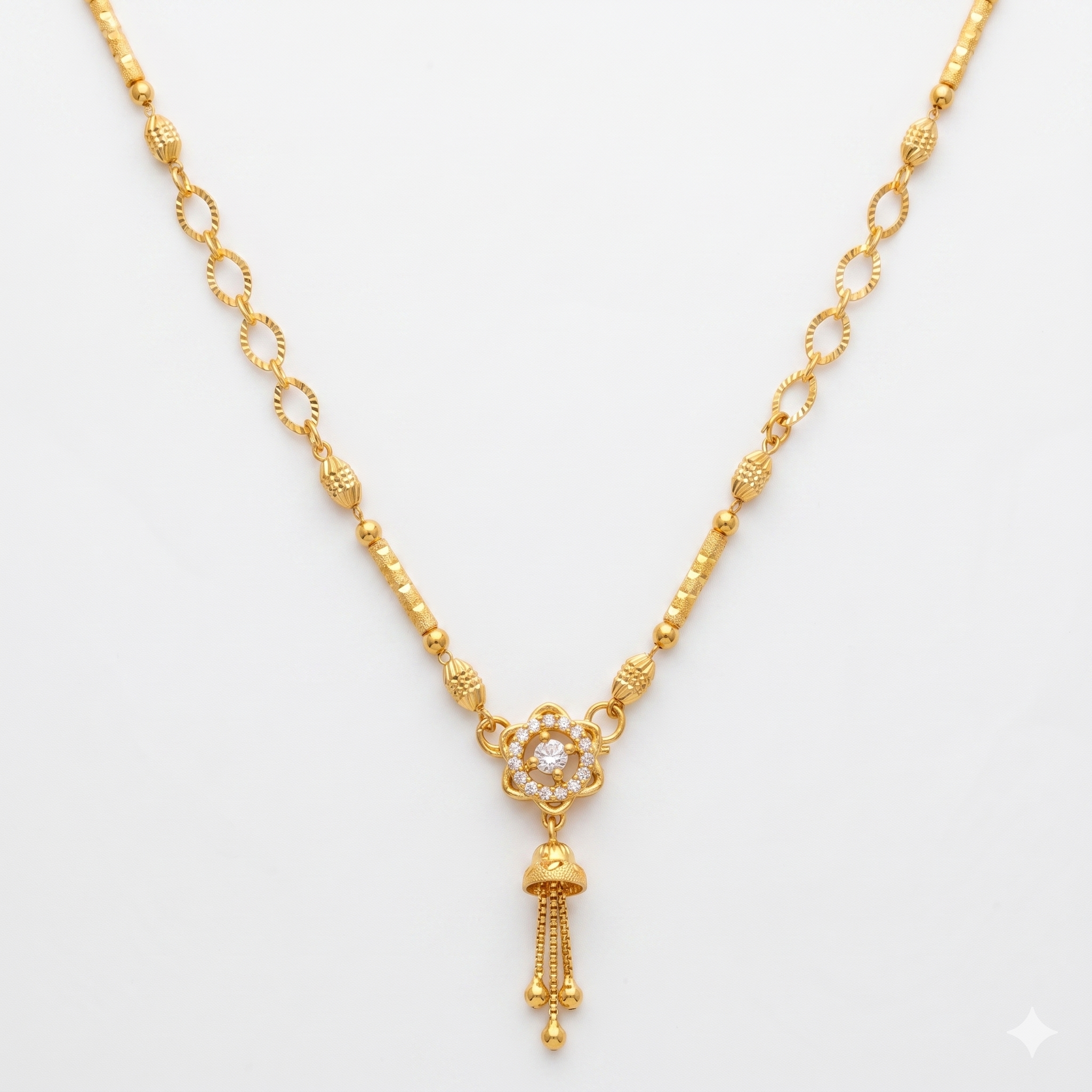 Elegant Floral Drop Gold Necklace Main image