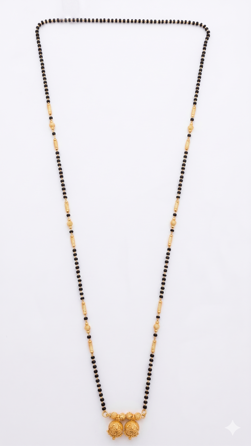Classic Gold Bead Dual Pendant Mangalsutra