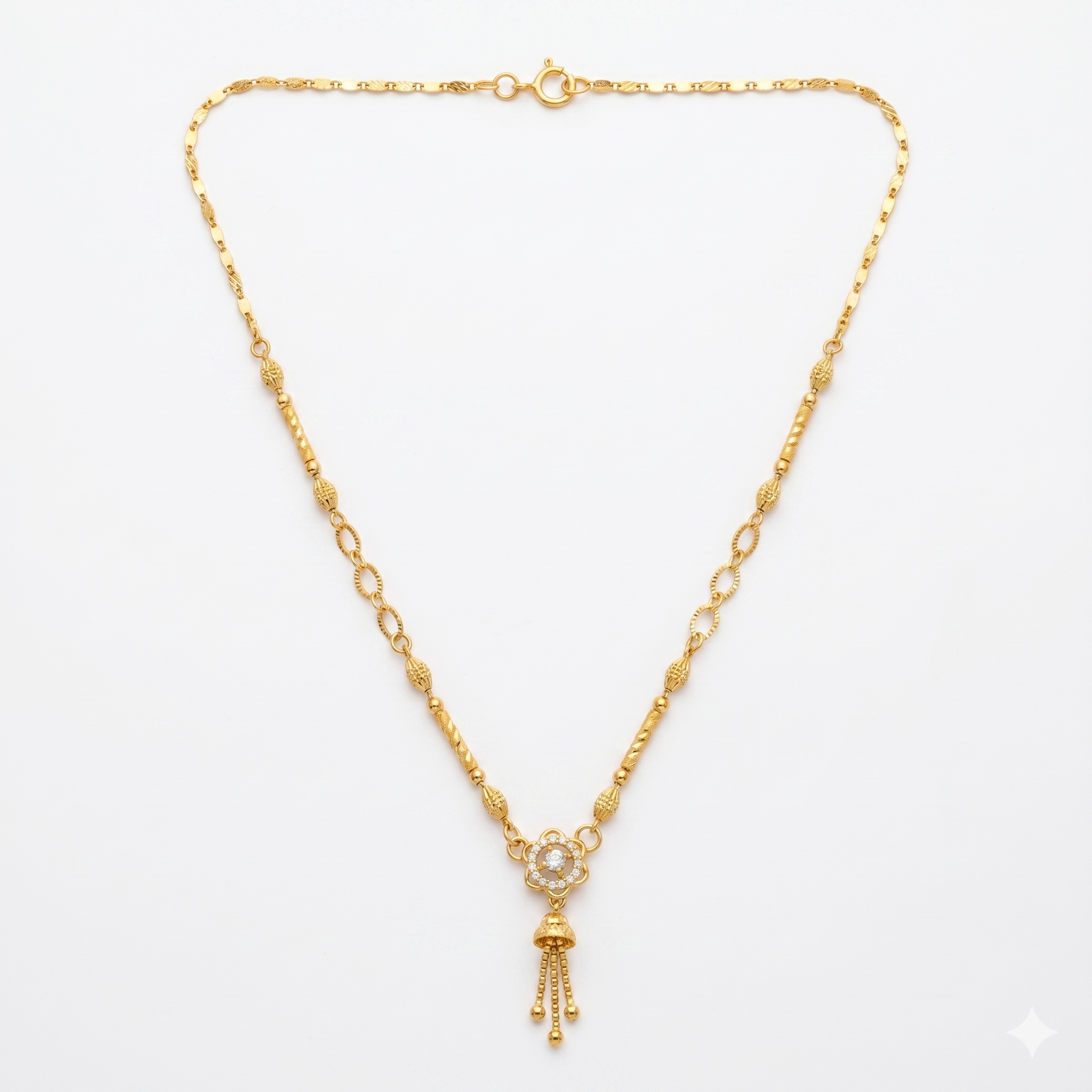 Elegant Floral Drop Gold Necklace