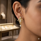 Elegant Diamond Drop Gold Earrings