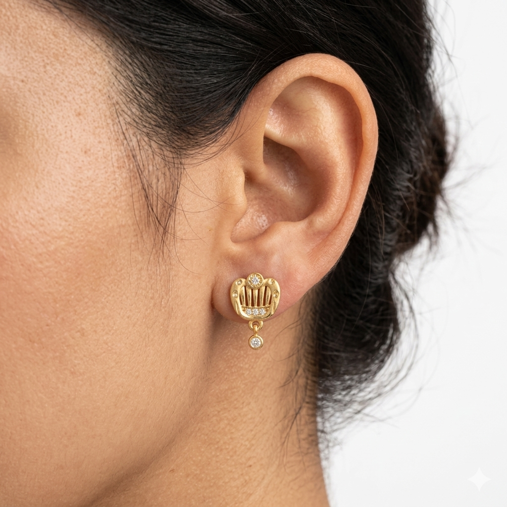 Royal Crown Gold Drop Earrings Secondary image