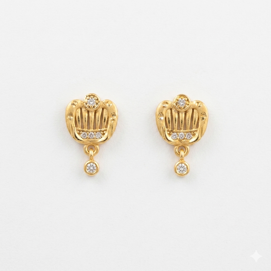 Royal Crown Gold Drop Earrings