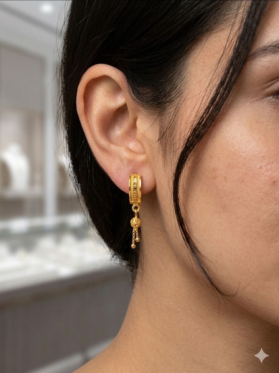 Gold Hoop Drop Earrings Secondary image