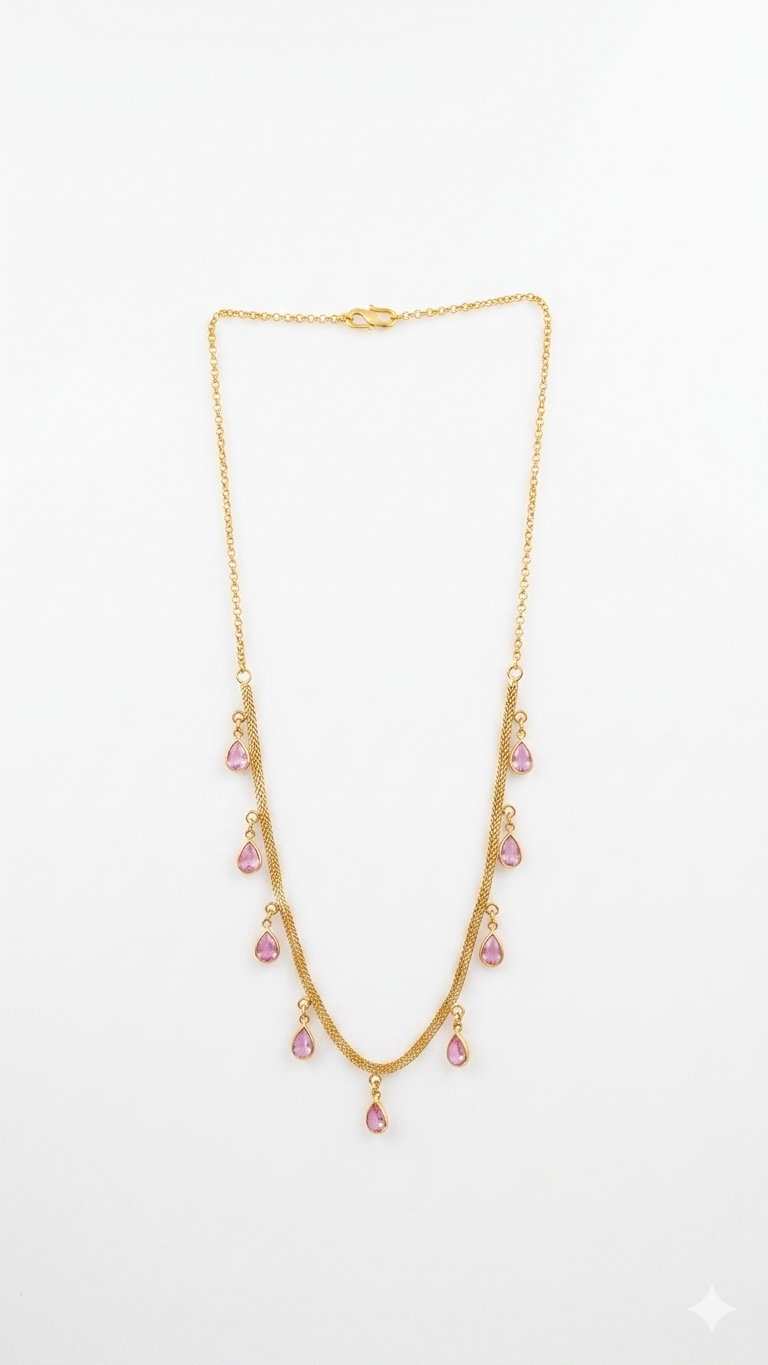 Pink Drop Charm Necklace