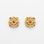Royal Floral Ruby Gold Stud Earrings