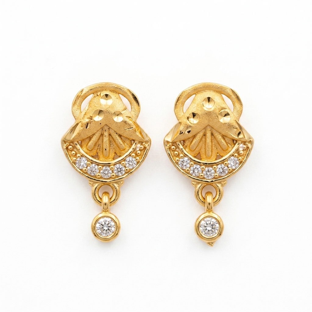 Gold Classic Drop Stud Earrings Main image