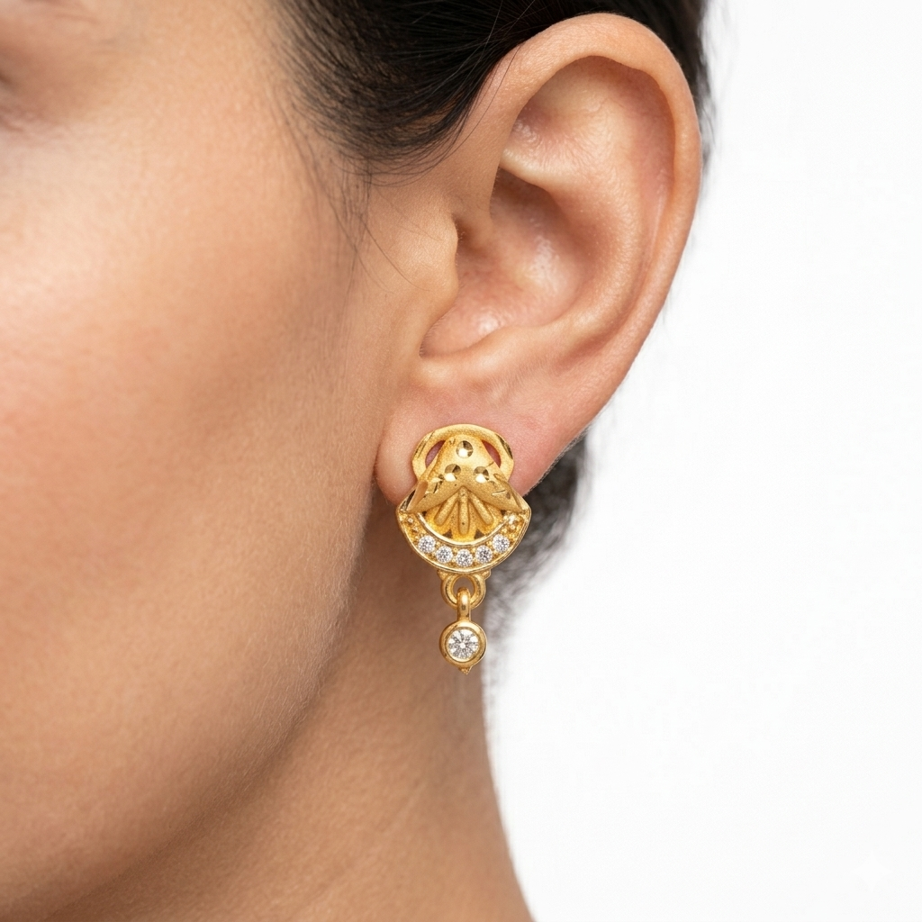 Gold Classic Drop Stud Earrings Secondary image