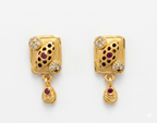 Ruby Accent Designer Gold Drop Earrings