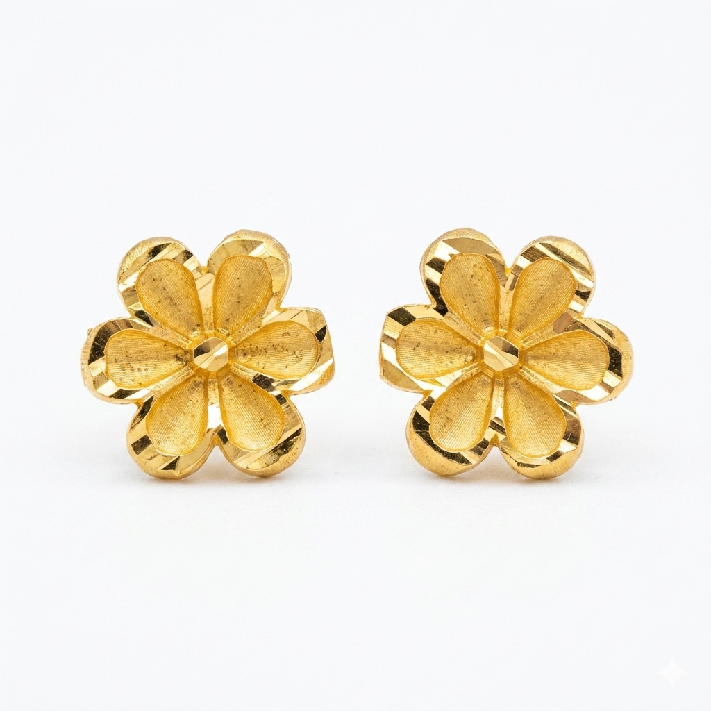 Golden Blossom Floral Stud Earrings Main image