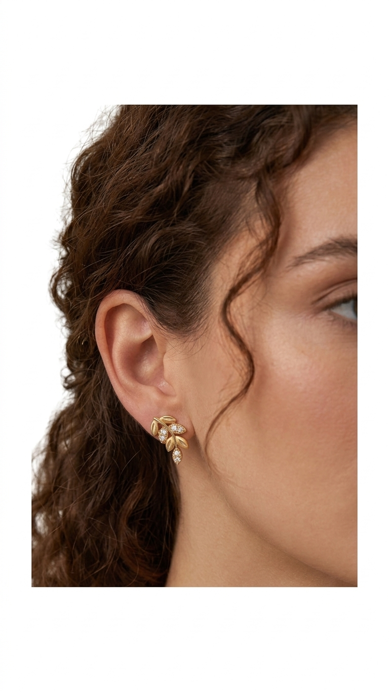 Leaf Stud Earrings Secondary image