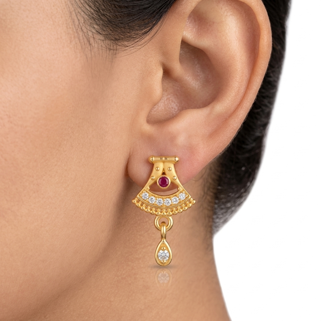 Ruby Fan Drop Earrings