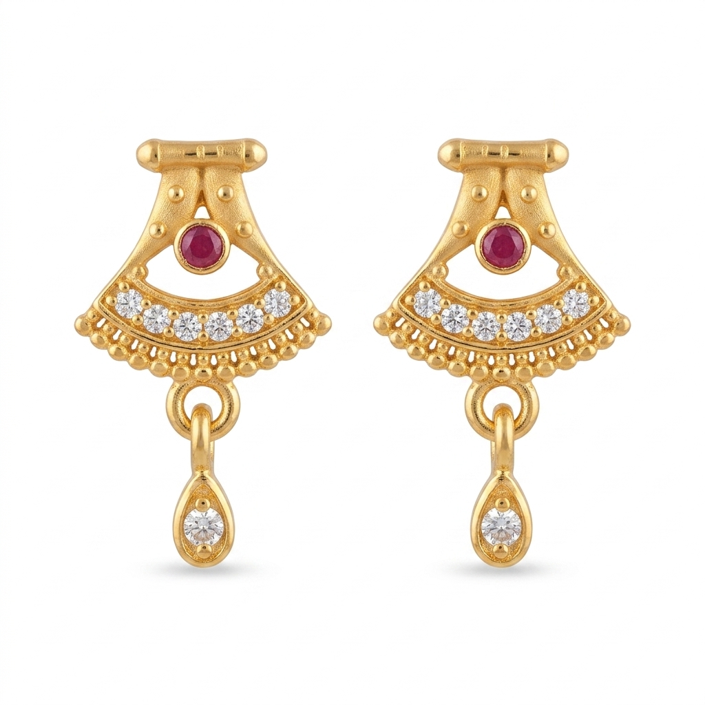 Ruby Fan Drop Earrings