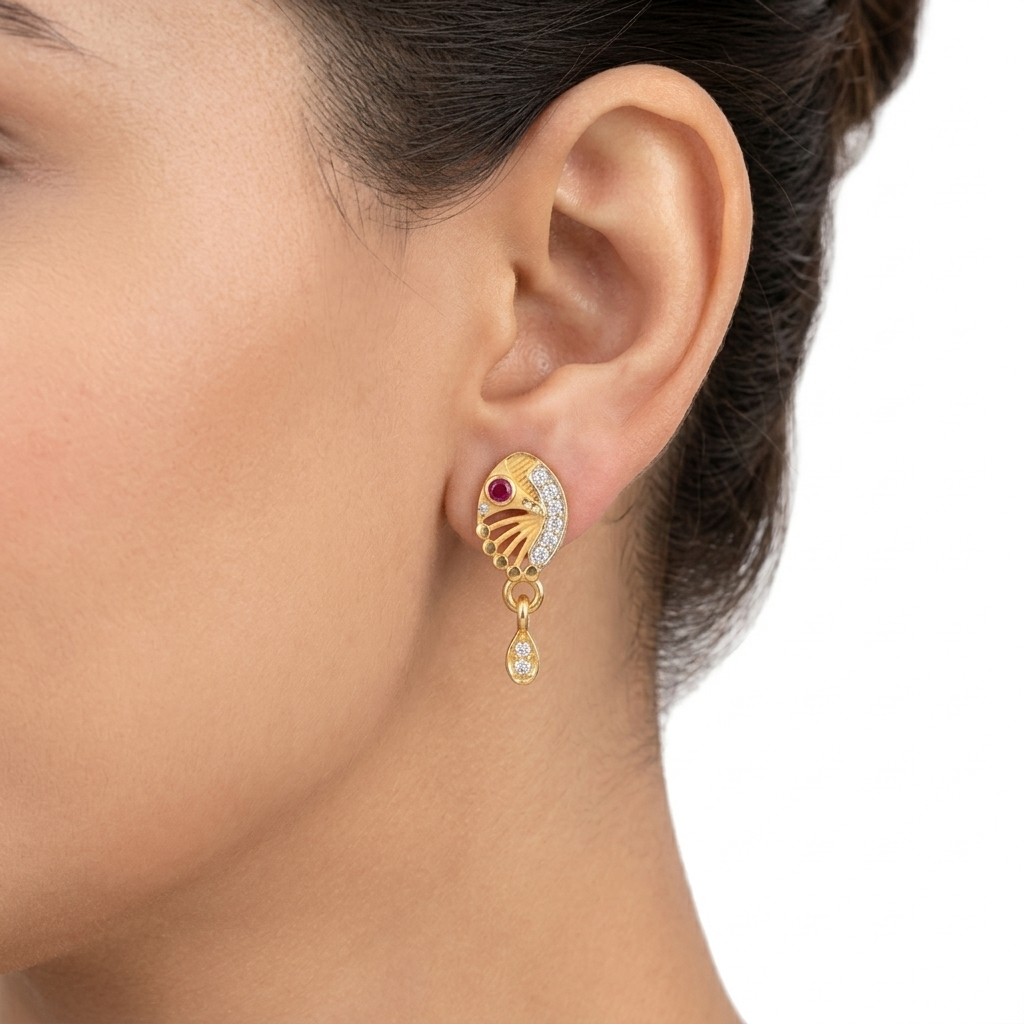 Designer Oval Drop Earrings Secondary image