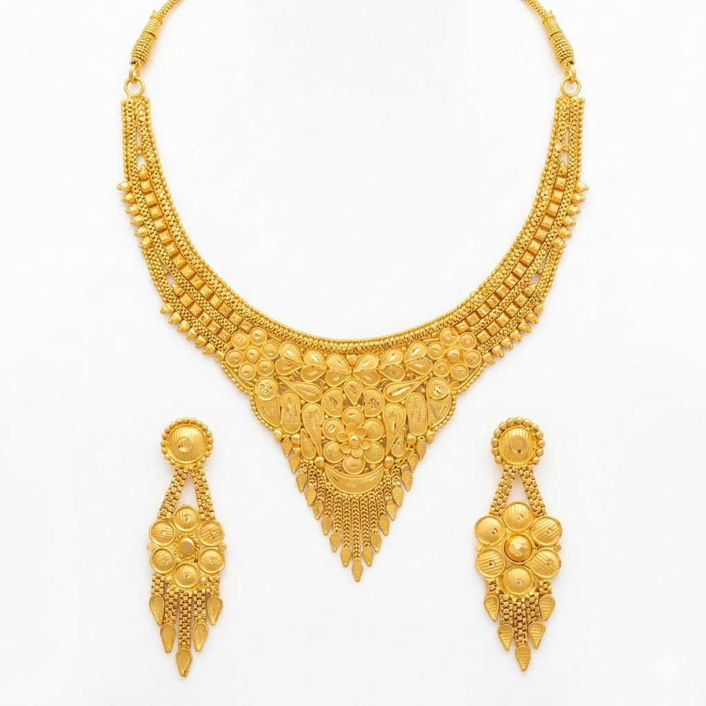 Royal Antique Gold Plated Necklace Set