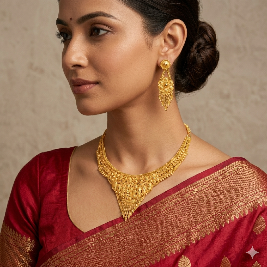 Royal Antique Gold Plated Necklace Set Secondary image