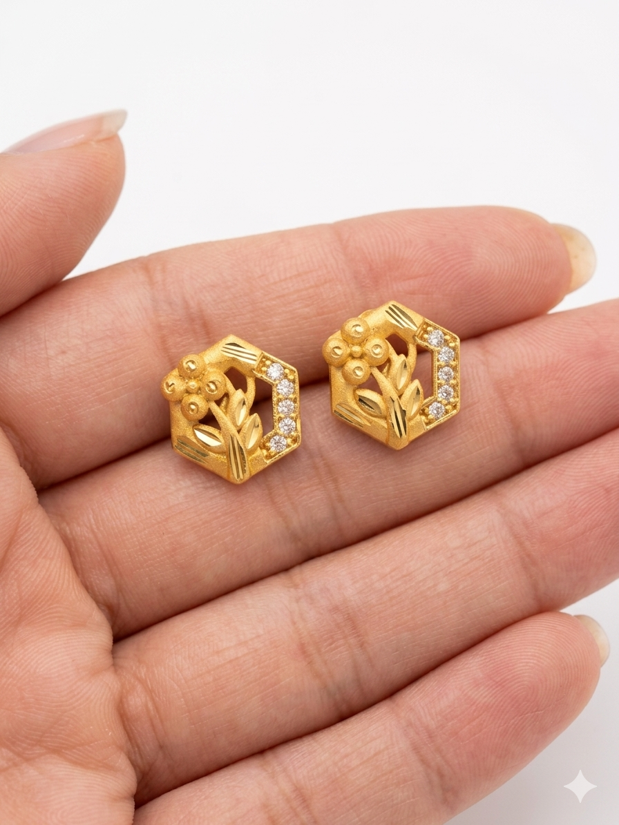 Elara Hexa Stud Earrings