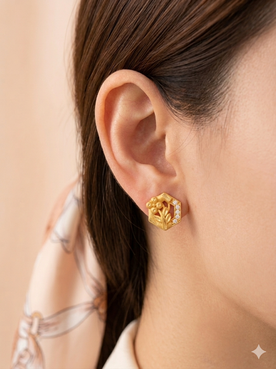 Elara Hexa Stud Earrings