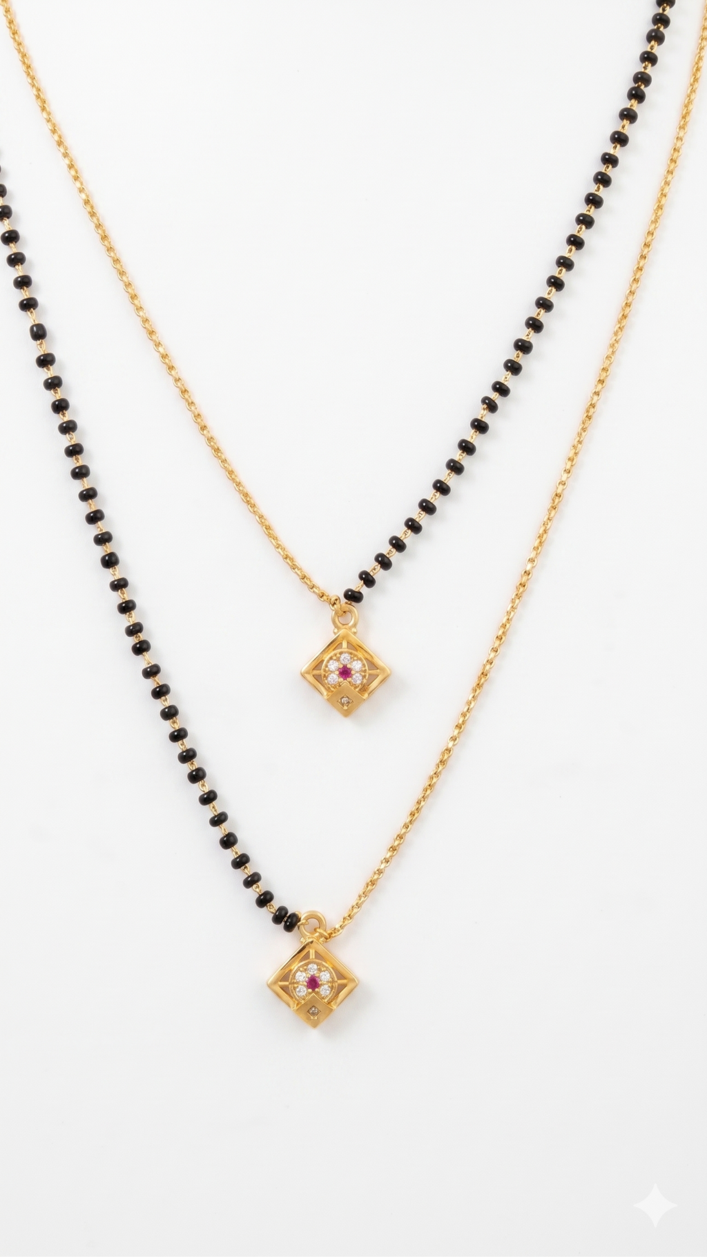 Elegant Dual Layer Diamond Shape Mangalsutra Necklace