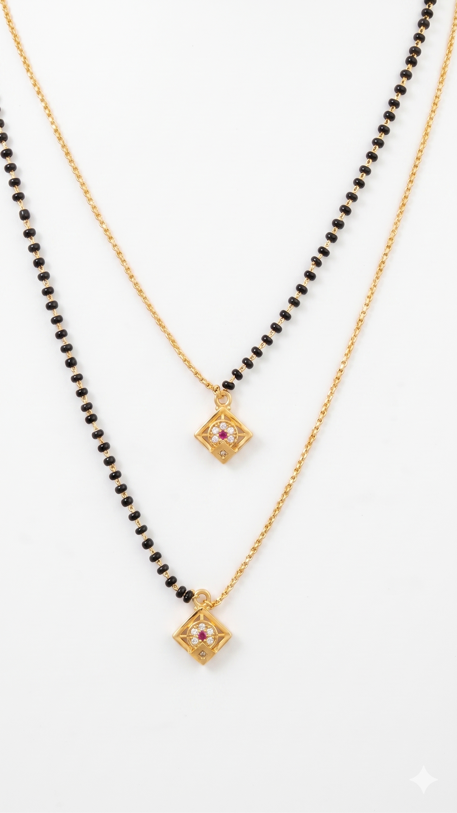 Elegant Dual Layer Diamond Shape Mangalsutra Necklace