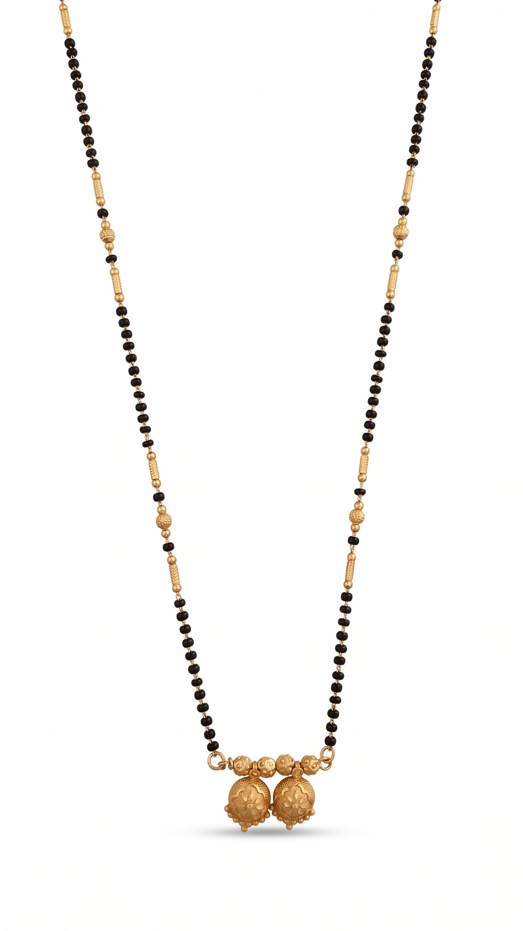 Classic Gold Bead Dual Pendant Mangalsutra