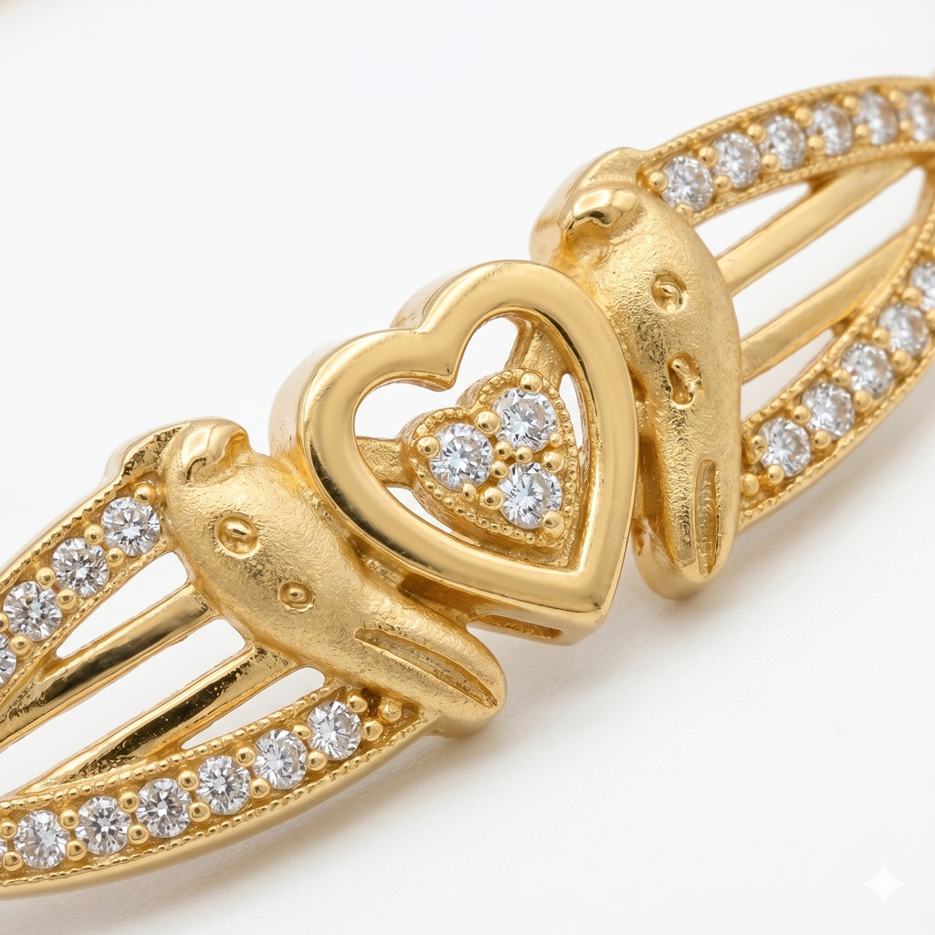 Elegant Heart Wings Gold Bracelet