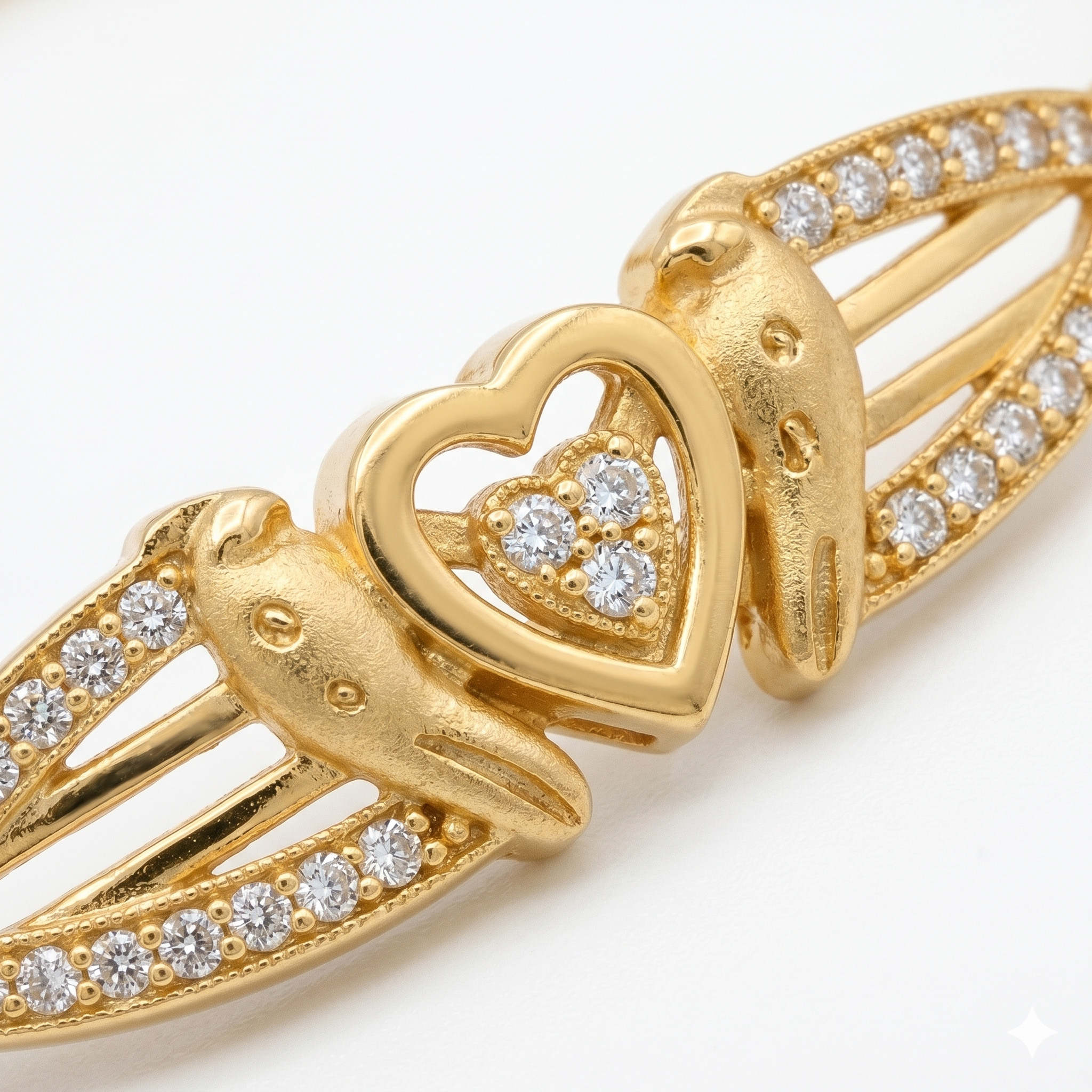 Elegant Heart Wings Gold Bracelet