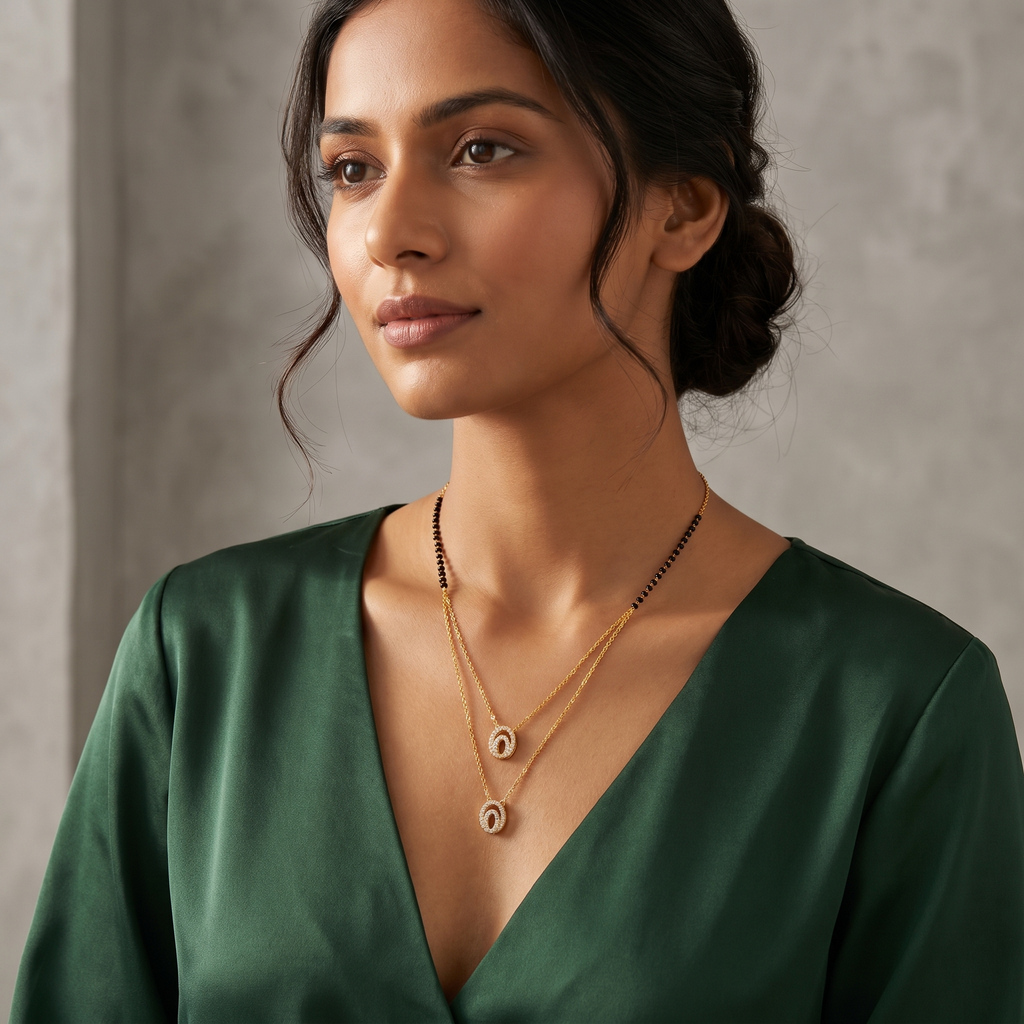 Elegant Dual Oval Layered Mangalsutra Necklace