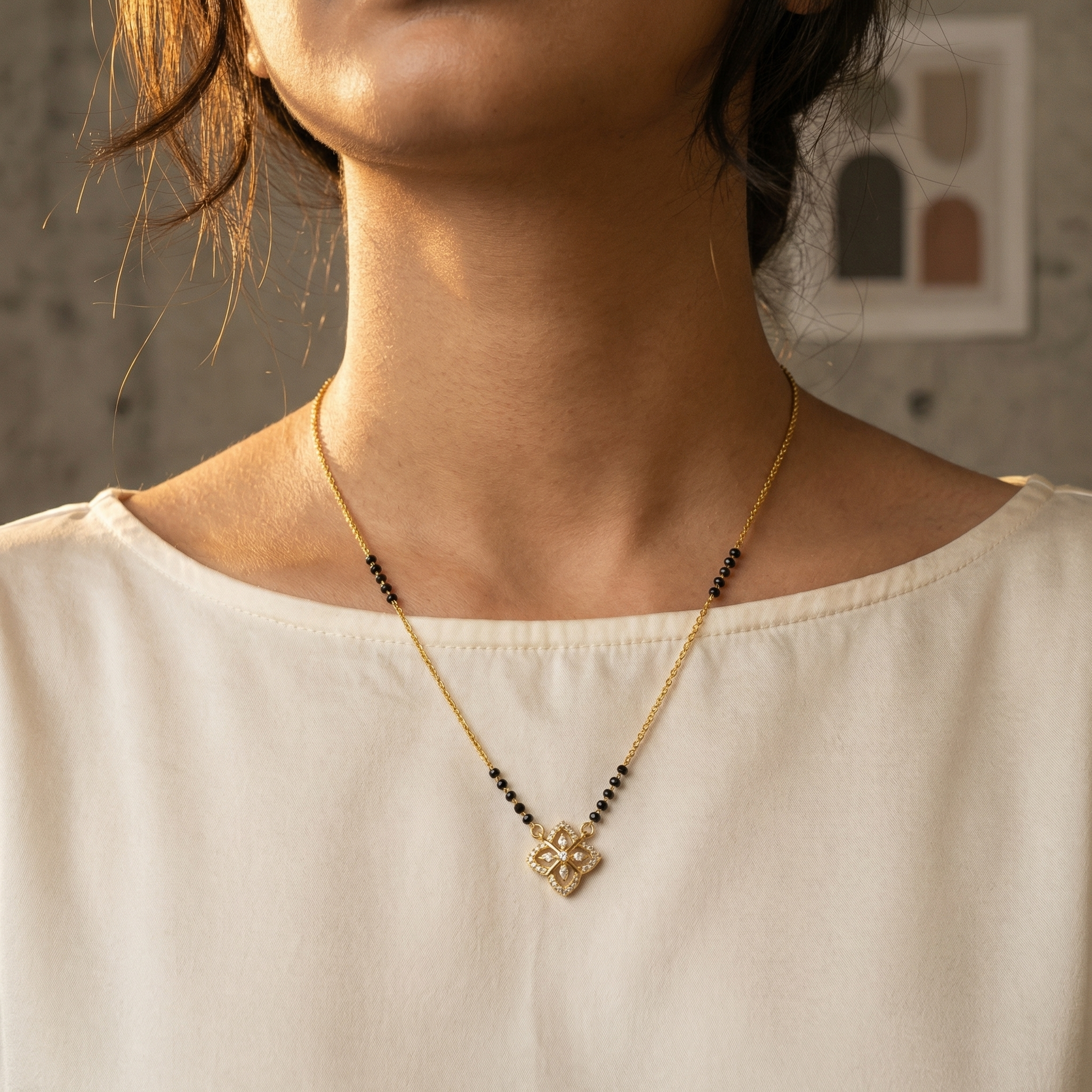 Floral Aura Mangalsutra Secondary image