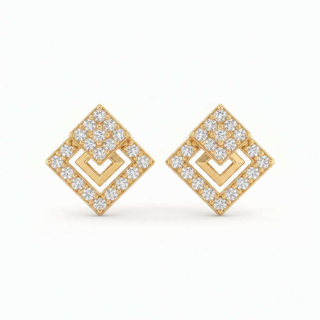 Dual Tone Teardrop Stud Earrings