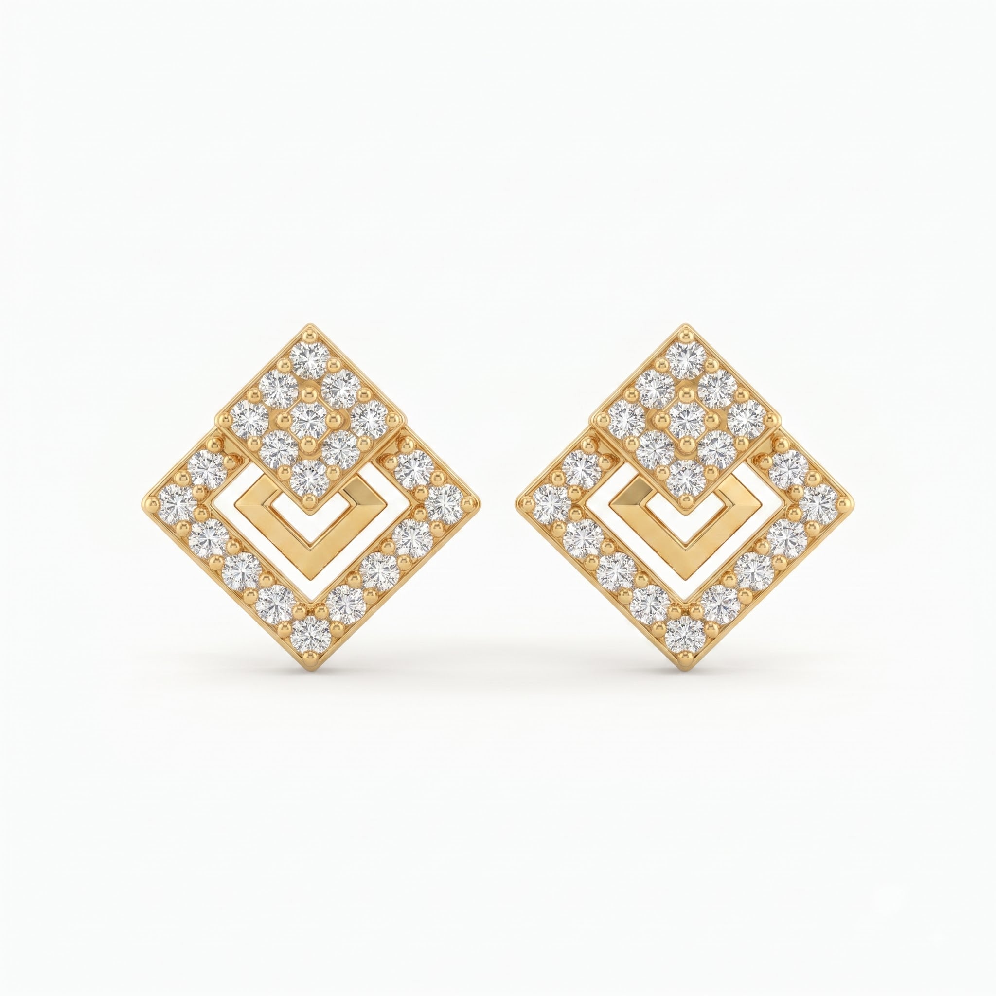 Dual Tone Teardrop Stud Earrings