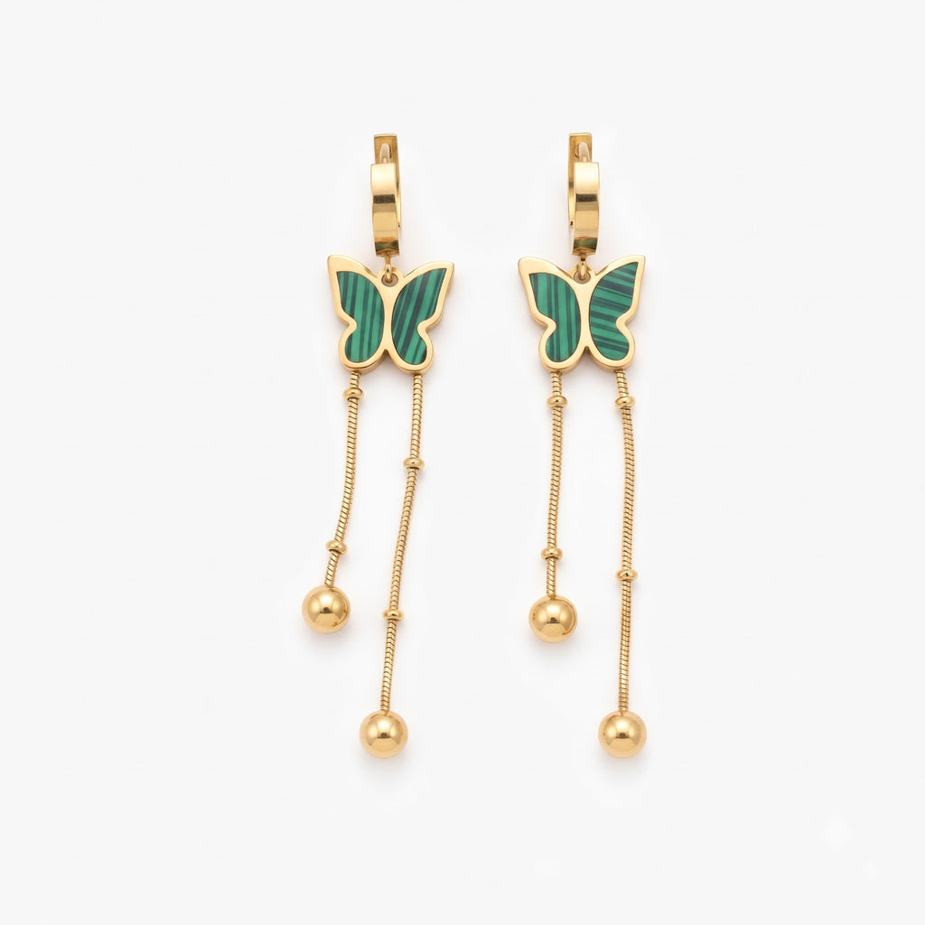 Emerald Butterfly Cascade Earrings