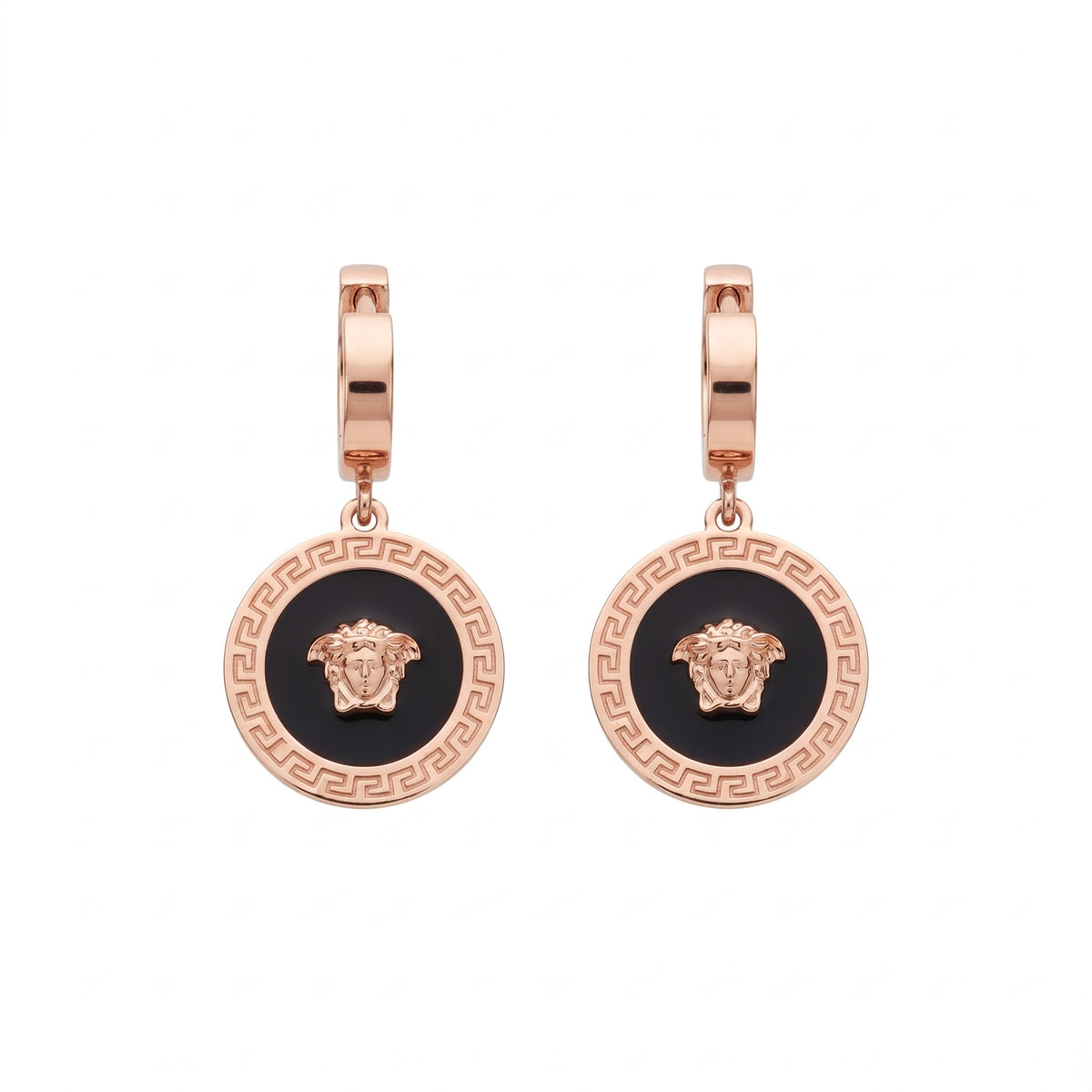 Medusa Greca Gold Drop Earrings