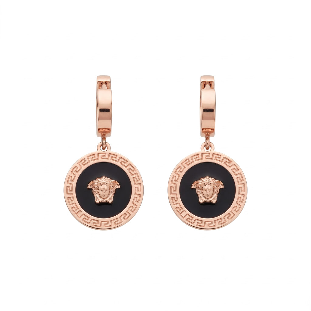 Medusa Greca Gold Drop Earrings