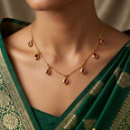 Ruby Teardrop Charm Chain Necklace