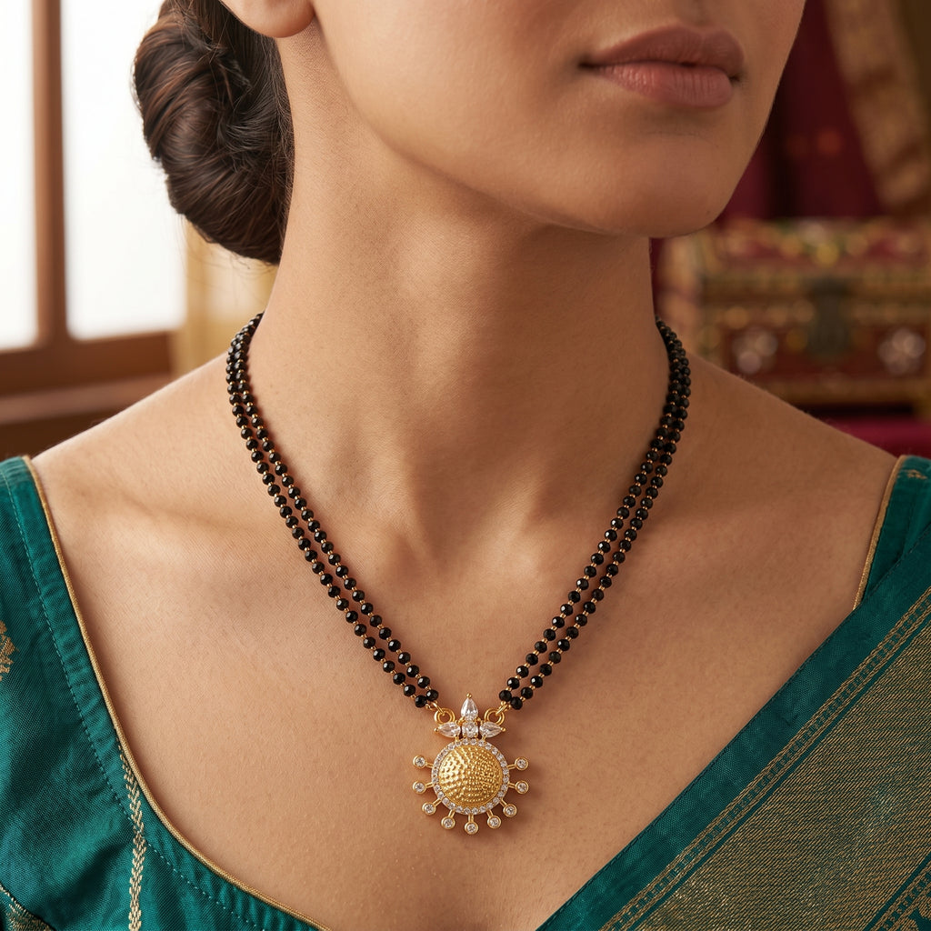 Floral Sunburst Mangalsutra with American Diamonds