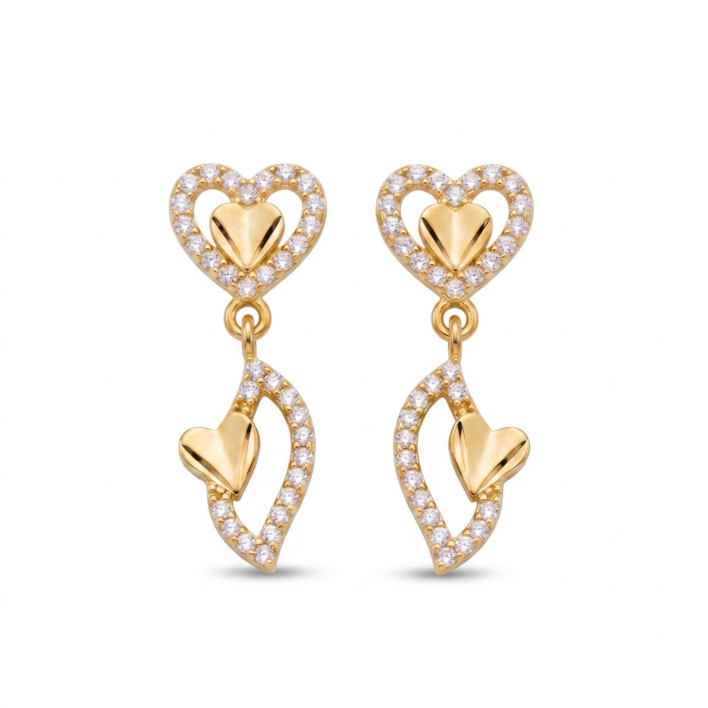 Royal Heart Crystal Drop Earrings