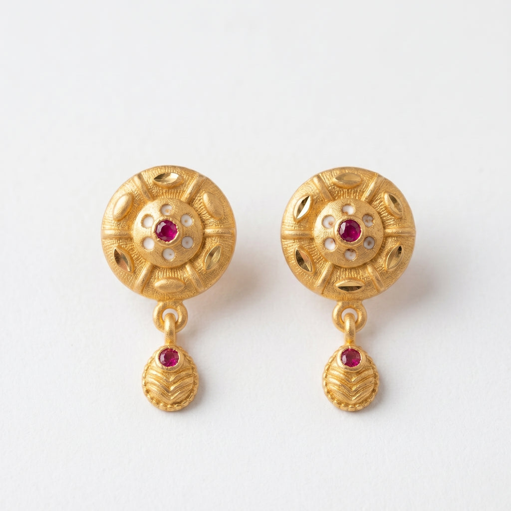 Ruby Bloom Drop Earrings