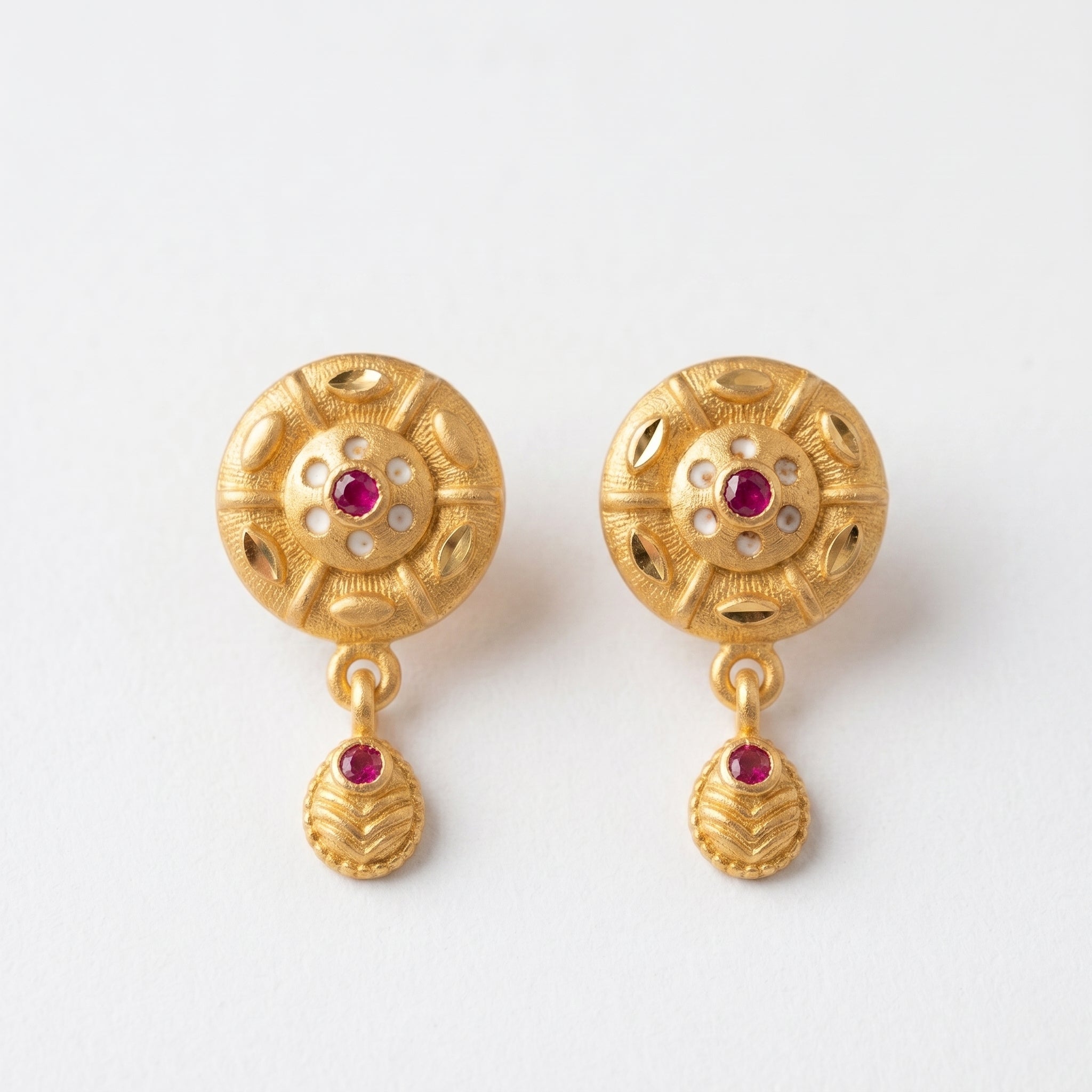 Ruby Bloom Drop Earrings