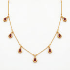 Ruby Teardrop Charm Chain Necklace
