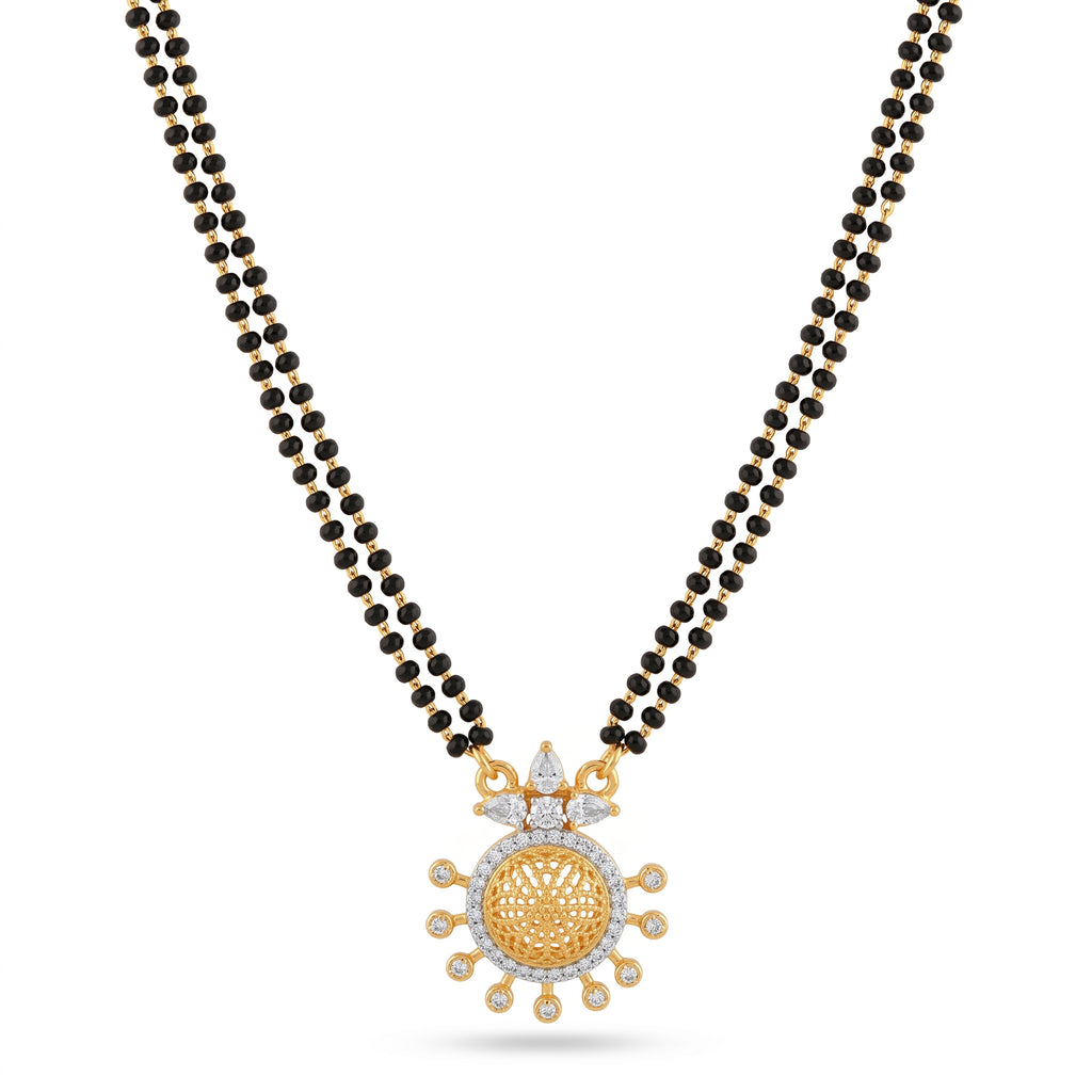 Floral Sunburst Mangalsutra with American Diamonds