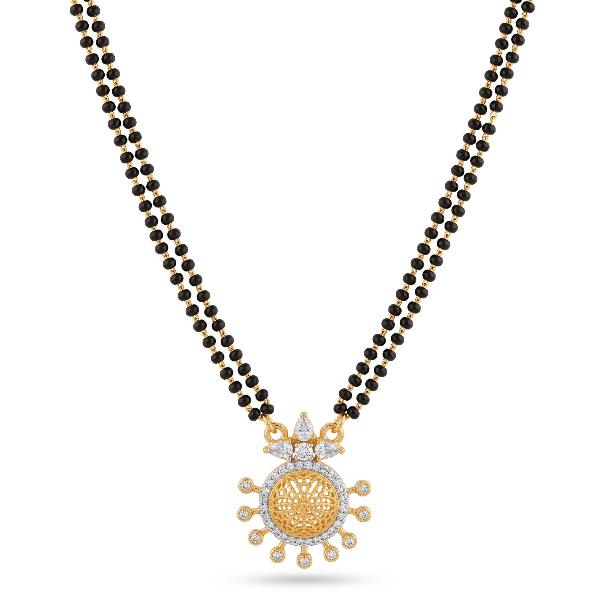 Floral Sunburst Mangalsutra with American Diamonds
