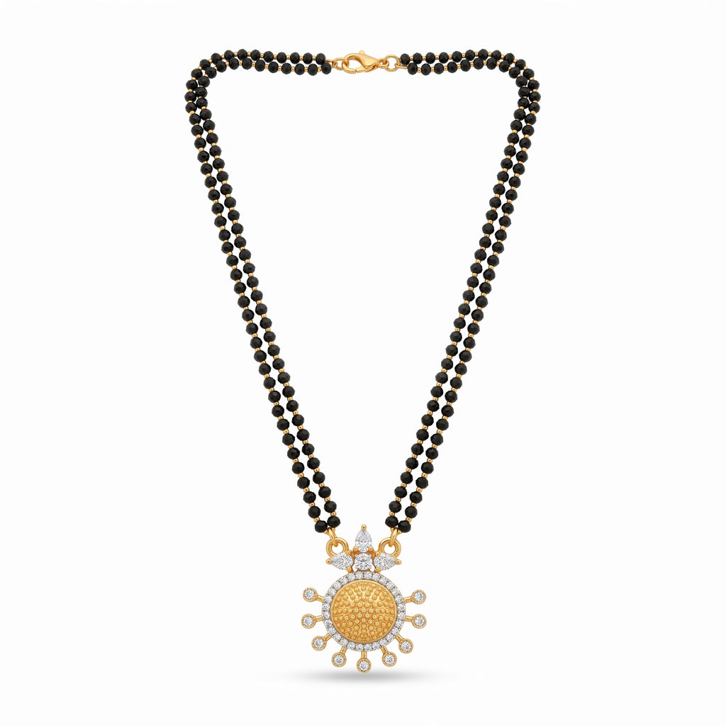 Floral Sunburst Mangalsutra with American Diamonds