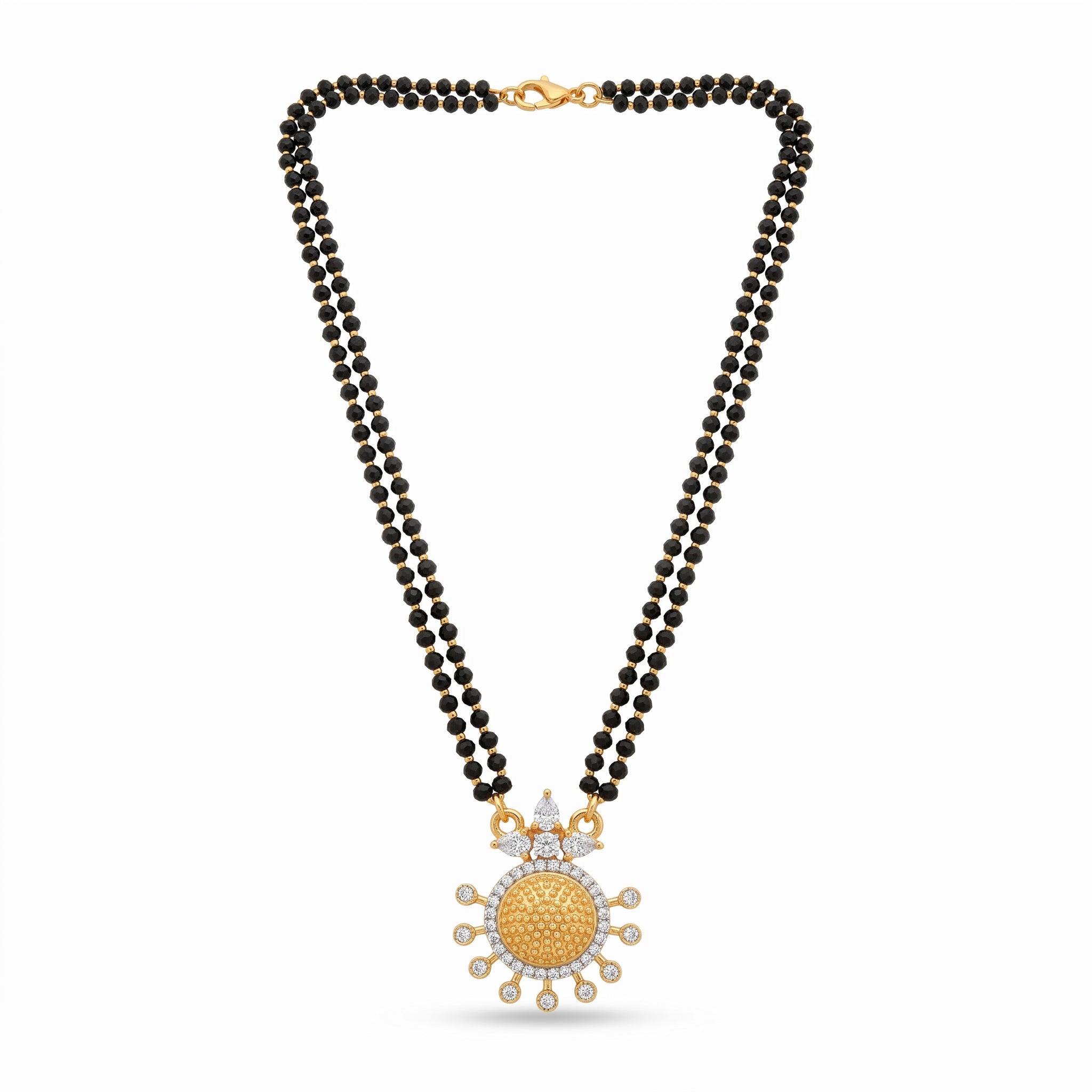 Floral Sunburst Mangalsutra with American Diamonds