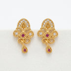 Ruby Bloom Floral Drop Earrings
