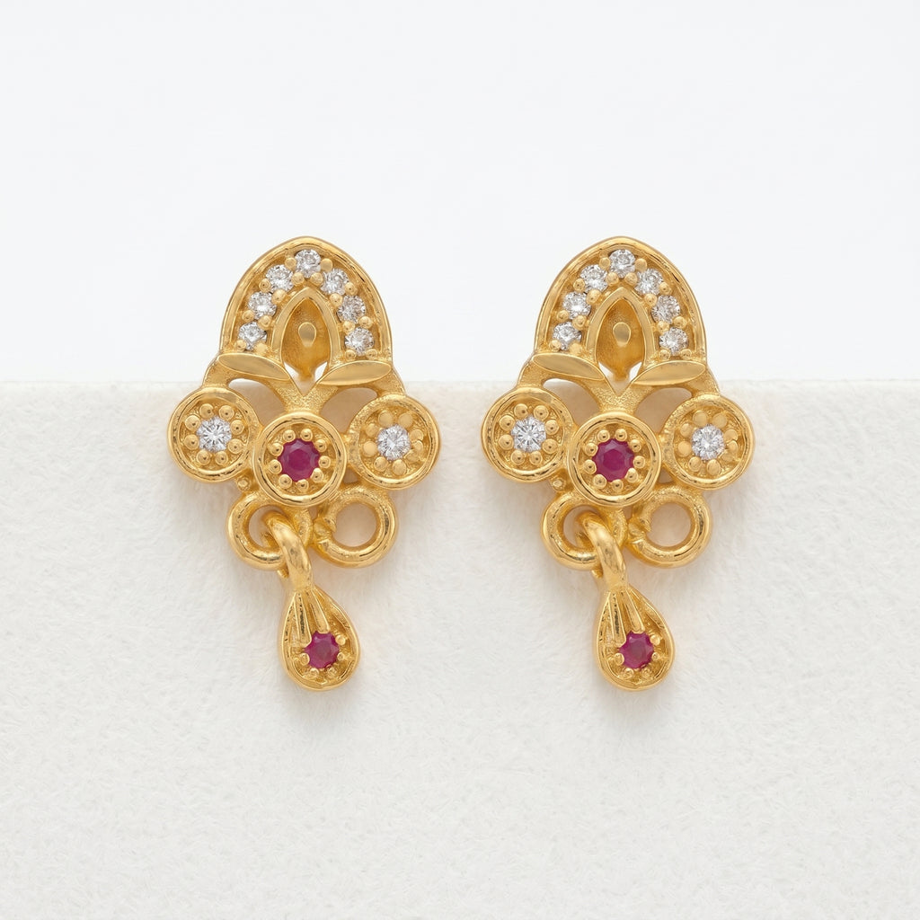 Ruby Bloom Floral Drop Earrings