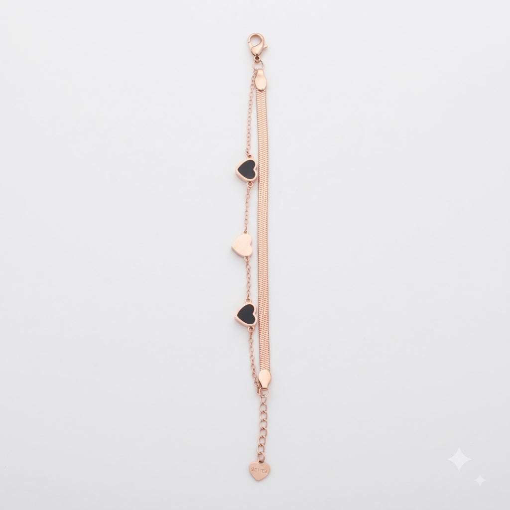 Rose Gold Double Heart Bracelet