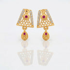 Ruby Triangle Designer Drop Earrings