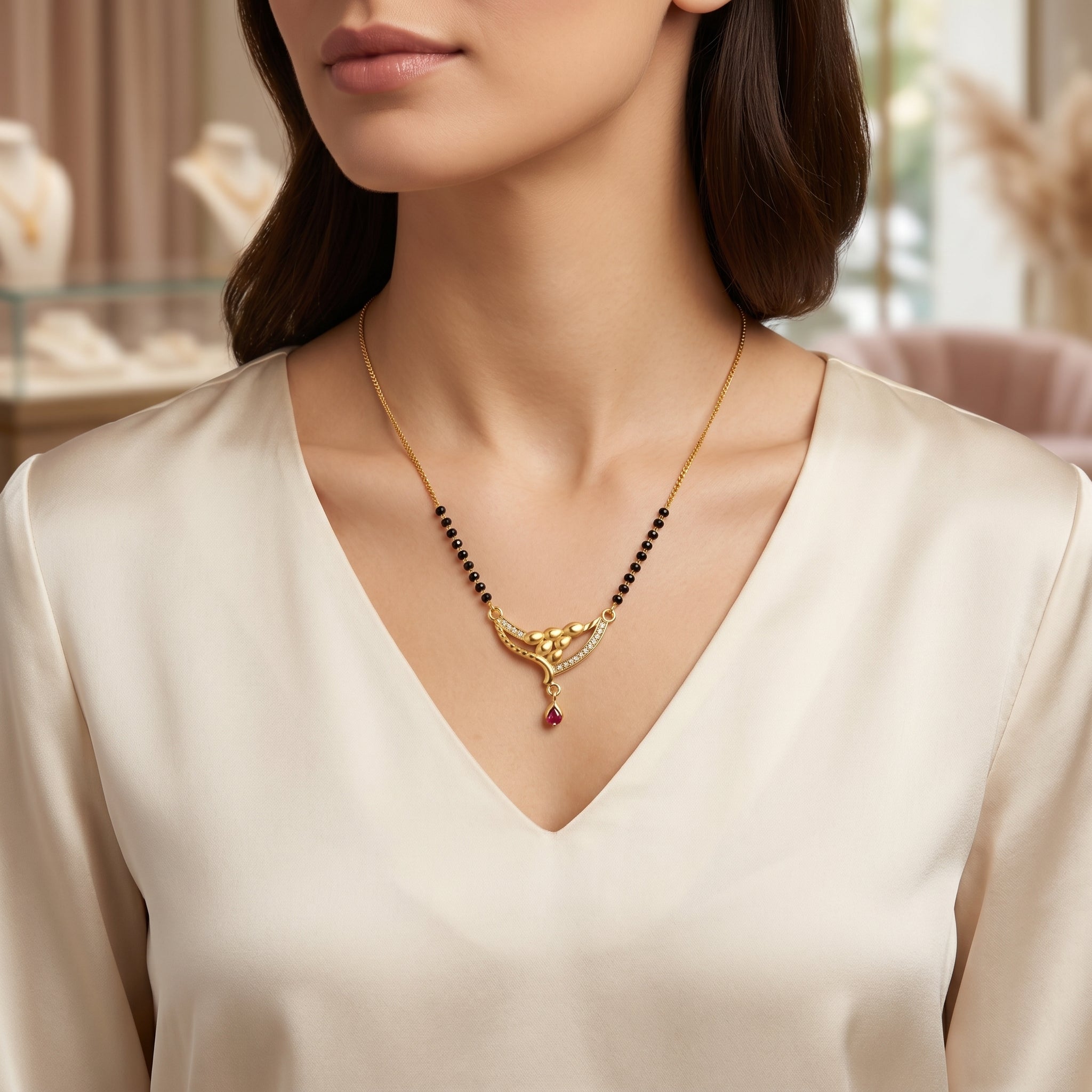 Royal Leaf Elegance 24K Gold Plated Premium Mangalsutra Secondary image