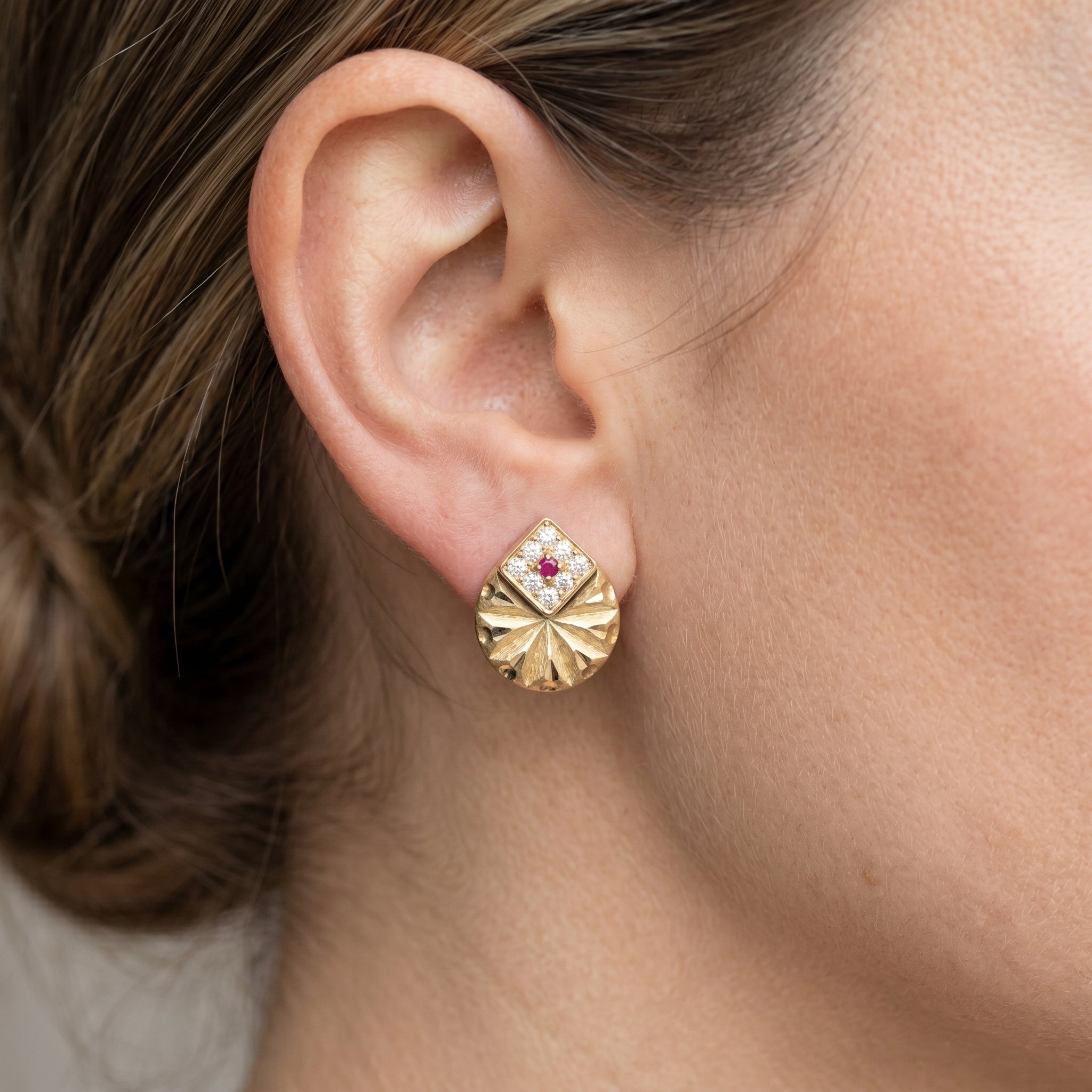 Royal Sunburst Crystal Stud Earrings Secondary image