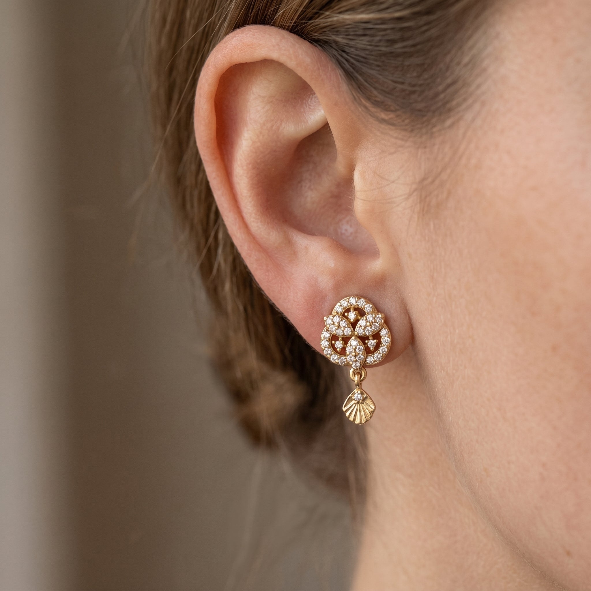Royal Blossom Sparkle Drop Earrings